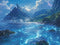 Kate Mer Lumineux Bleu Montagne Nuage Toile de fond conçue par Megan Leigh - Kate Backdrop FR