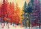 Kate Coloré Pin Forêt Neige Toile de fond conçue par Megan Leigh - Kate Backdrop FR