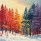 Kate Coloré Pin Forêt Neige Toile de fond conçue par Megan Leigh - Kate Backdrop FR