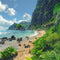 Kate Plage Tropical Île Montagne Toile de fond conçue par Megan Leigh - Kate Backdrop FR