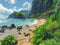 Kate Plage Tropical Île Montagne Toile de fond conçue par Megan Leigh - Kate Backdrop FR