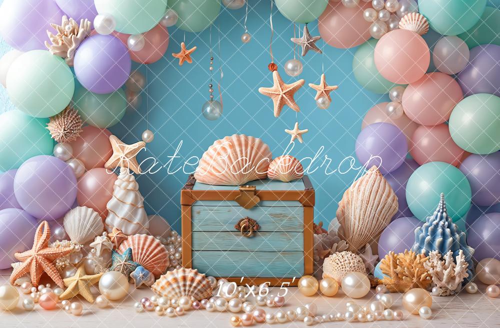 Kate Cake smash Mer Coloré Ballons Coquille Toile de fond conçue par Emetselch - Kate Backdrop FR