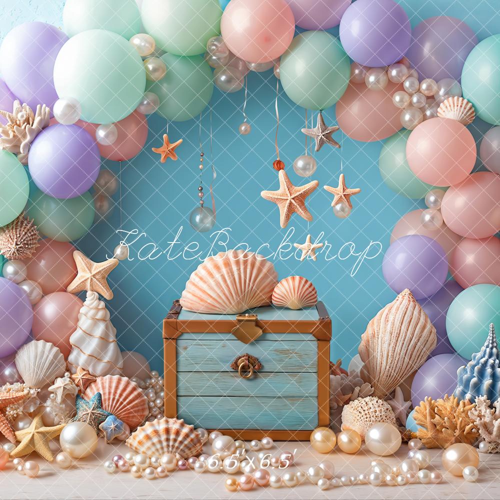 Kate Cake smash Mer Coloré Ballons Coquille Toile de fond conçue par Emetselch - Kate Backdrop FR