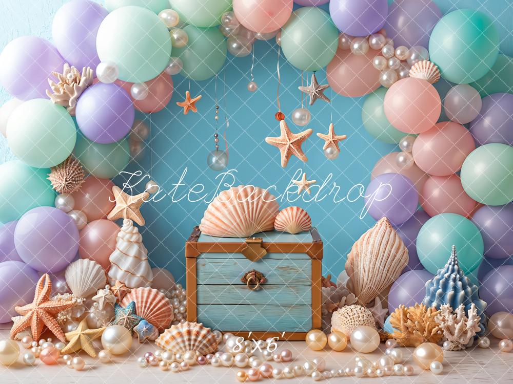 Kate Cake smash Mer Coloré Ballons Coquille Toile de fond conçue par Emetselch - Kate Backdrop FR
