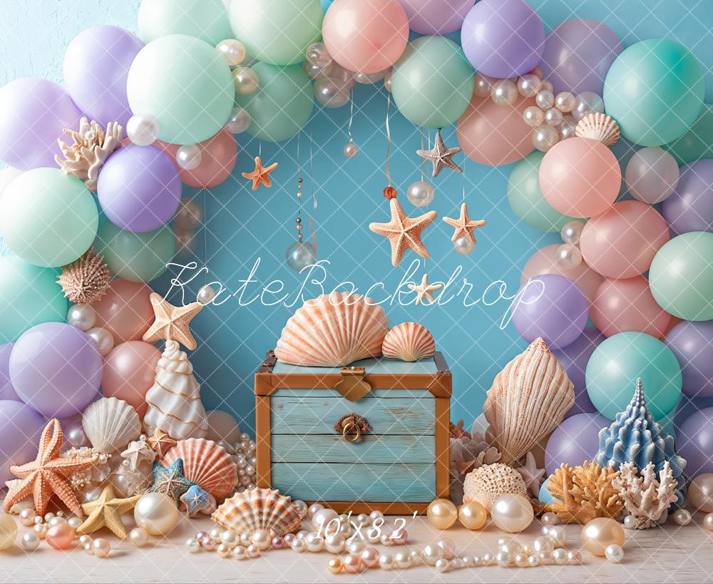 Kate Cake smash Mer Coloré Ballons Coquille Toile de fond conçue par Emetselch - Kate Backdrop FR
