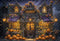 Kate Halloween Maison hantée Lumière Citrouilles Toile de fond conçue par Emetselch - Kate Backdrop FR