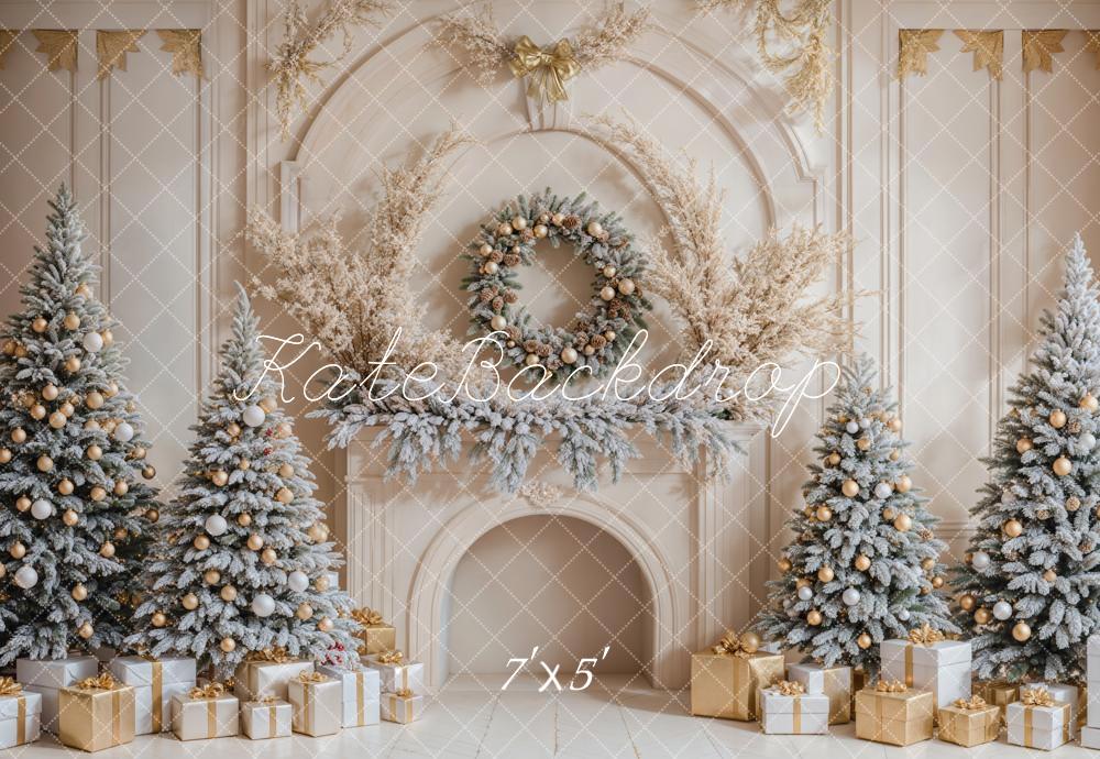 Kate Arbres de Noël Cadeaux Cheminée Rétro Toile de fond conçue par Emetselch - Kate Backdrop FR