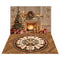 Kate Sapin de Noël Cheminée Mur Rétro Cadeaux Toile de fond+Rond Rétro Floral Tapis de sol Toile de fond - Kate Backdrop FR