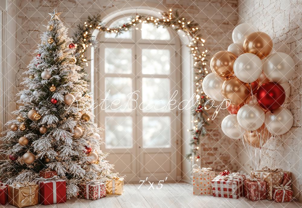 Kate Arbre de Noël Ballons Fenêtre Cadeaux Toile de fond conçue par Emetselch - Kate Backdrop FR