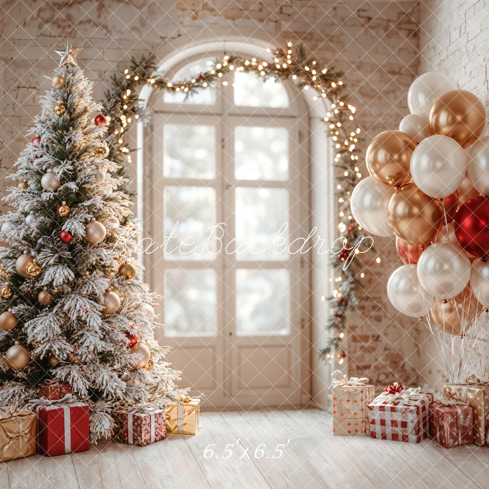 Kate Arbre de Noël Ballons Fenêtre Cadeaux Toile de fond conçue par Emetselch - Kate Backdrop FR