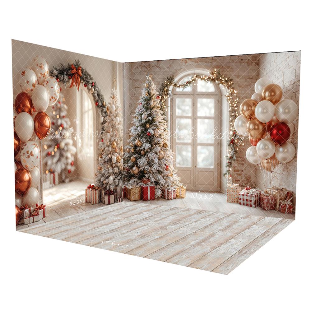 Kate Arbre de Noël Ballons Arche Fenêtre Ensemble de chambre (8pix8pi&10pix8pi&8pix10pi) - Kate Backdrop FR