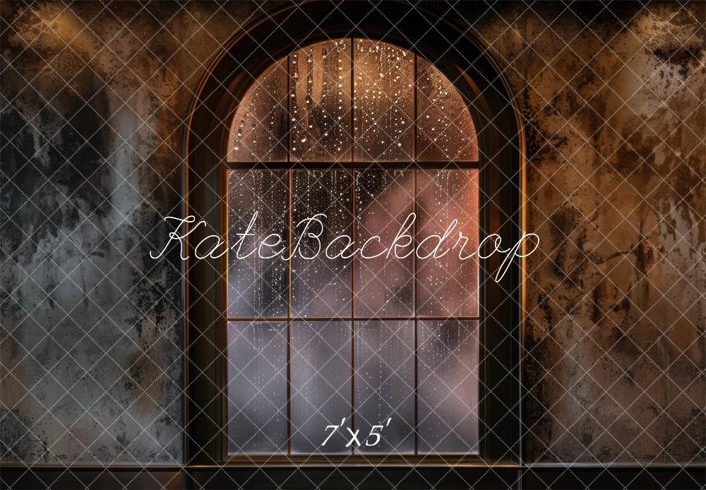 Kate Ancien Fenêtre Pluie Brun Toile de fond conçue par Mini MakeBelieve - Kate Backdrop FR