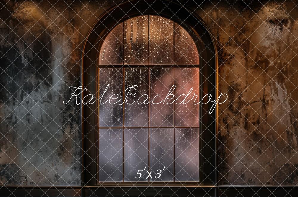 Kate Ancien Fenêtre Pluie Brun Toile de fond conçue par Mini MakeBelieve - Kate Backdrop FR