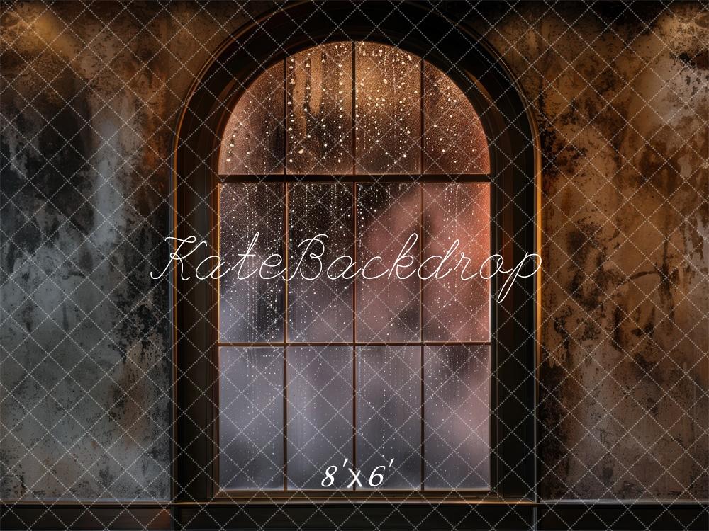Kate Ancien Fenêtre Pluie Brun Toile de fond conçue par Mini MakeBelieve - Kate Backdrop FR