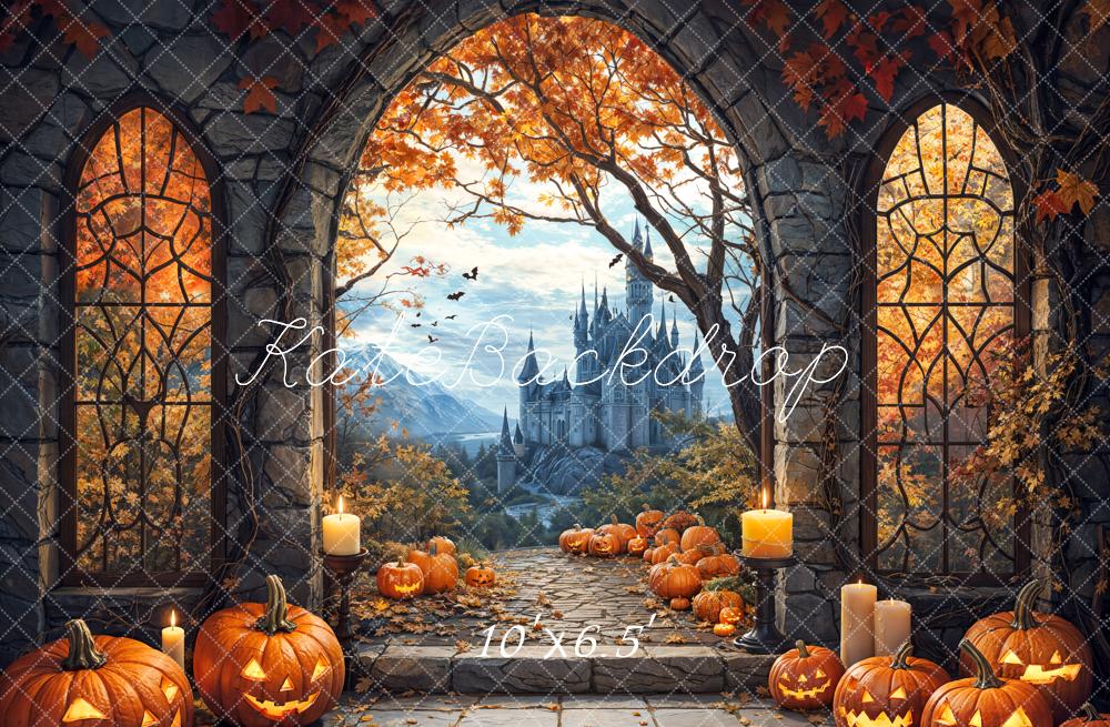 Kate Halloween Arche Érable Château Citrouille Toile de fond conçue par Emetselch - Kate Backdrop FR