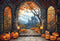 Kate Halloween Arche Érable Château Citrouille Toile de fond conçue par Emetselch - Kate Backdrop FR