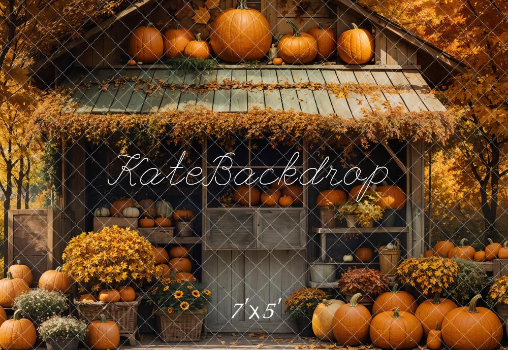 Kate Automne Citrouille Grange Érable Jaune Toile de fond conçue par Emetselch - Kate Backdrop FR