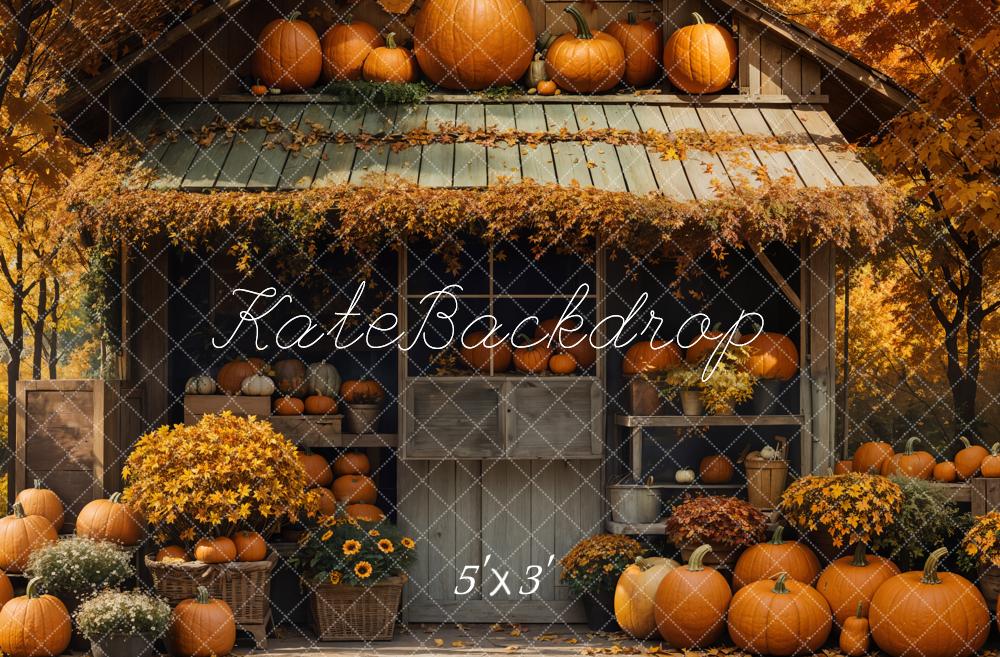 Kate Automne Citrouille Grange Érable Jaune Toile de fond conçue par Emetselch - Kate Backdrop FR