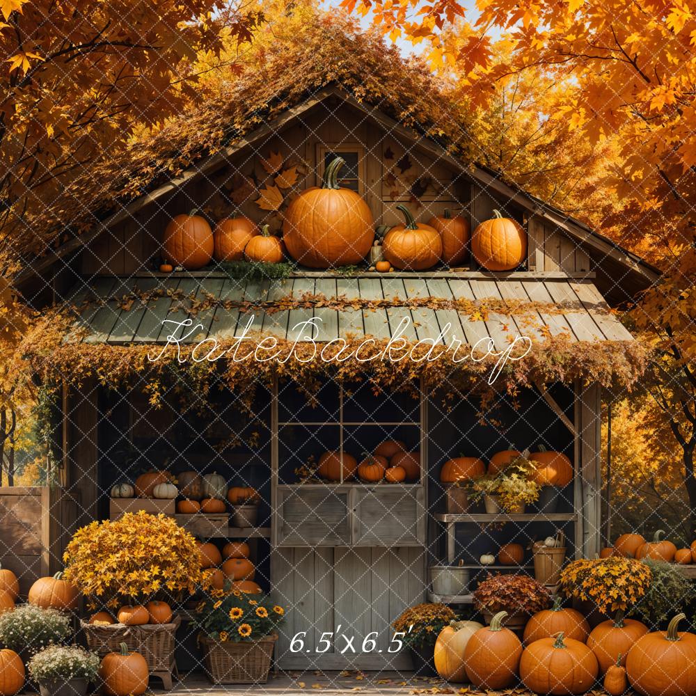 Kate Automne Citrouille Grange Érable Jaune Toile de fond conçue par Emetselch - Kate Backdrop FR
