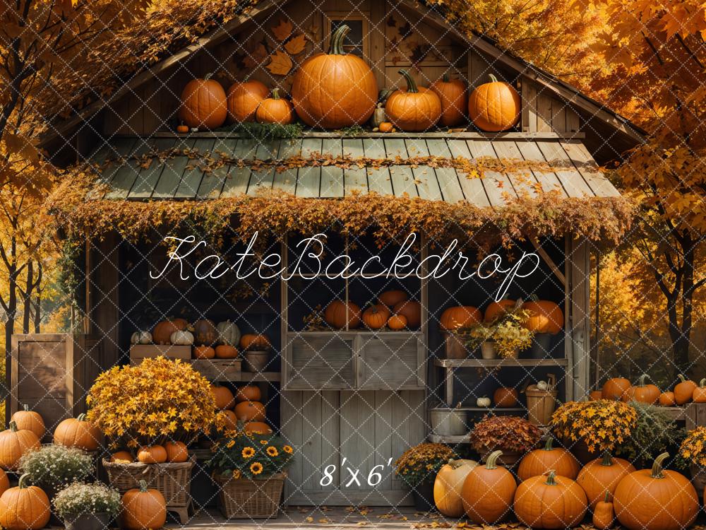 Kate Automne Citrouille Grange Érable Jaune Toile de fond conçue par Emetselch - Kate Backdrop FR