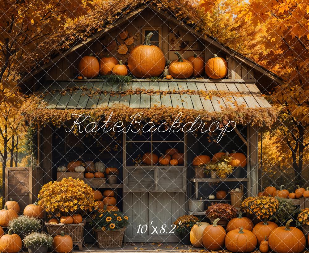 Kate Automne Citrouille Grange Érable Jaune Toile de fond conçue par Emetselch - Kate Backdrop FR