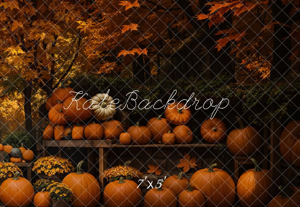 Kate Automne Étagère de citrouille Érable Toile de fond conçue par Emetselch - Kate Backdrop FR