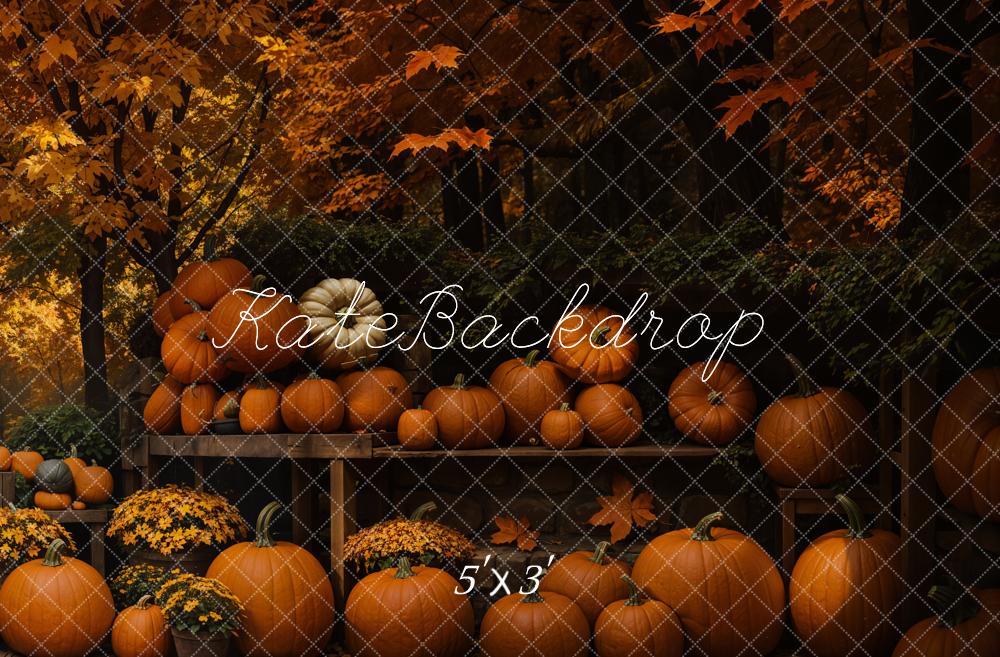 Kate Automne Étagère de citrouille Érable Toile de fond conçue par Emetselch - Kate Backdrop FR