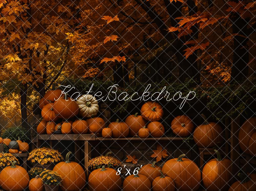 Kate Automne Étagère de citrouille Érable Toile de fond conçue par Emetselch - Kate Backdrop FR