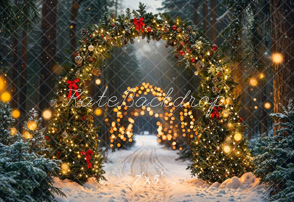 Kate Noël Forêt Arche Lumières Neige Toile de fond conçue par Emetselch - Kate Backdrop FR
