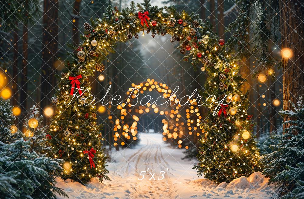 Kate Noël Forêt Arche Lumières Neige Toile de fond conçue par Emetselch - Kate Backdrop FR
