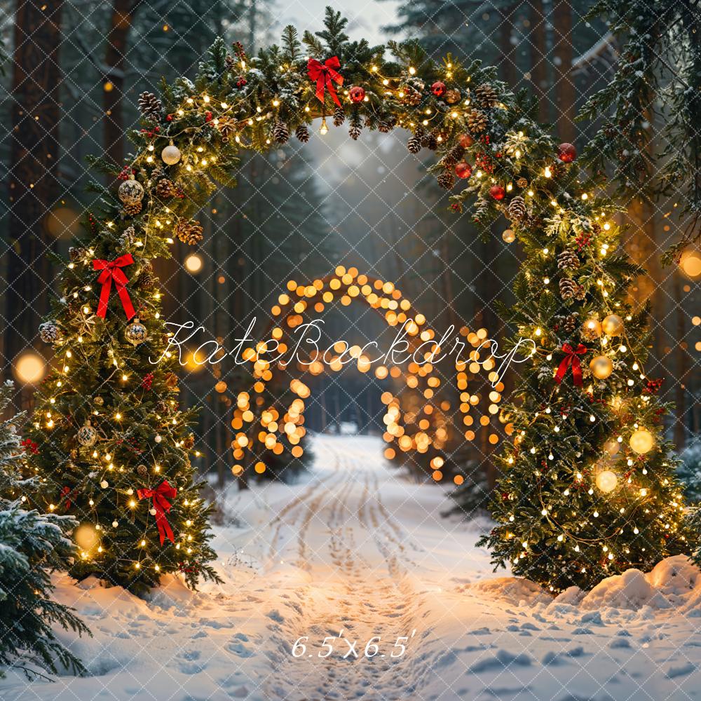 Kate Noël Forêt Arche Lumières Neige Toile de fond conçue par Emetselch - Kate Backdrop FR