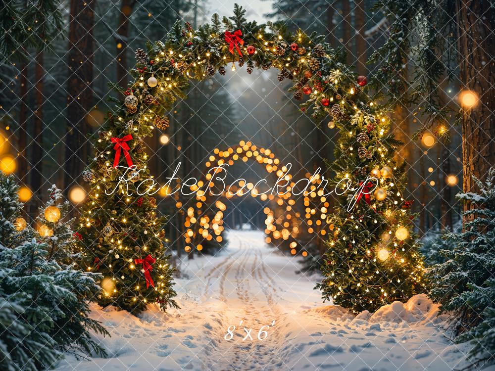 Kate Noël Forêt Arche Lumières Neige Toile de fond conçue par Emetselch - Kate Backdrop FR
