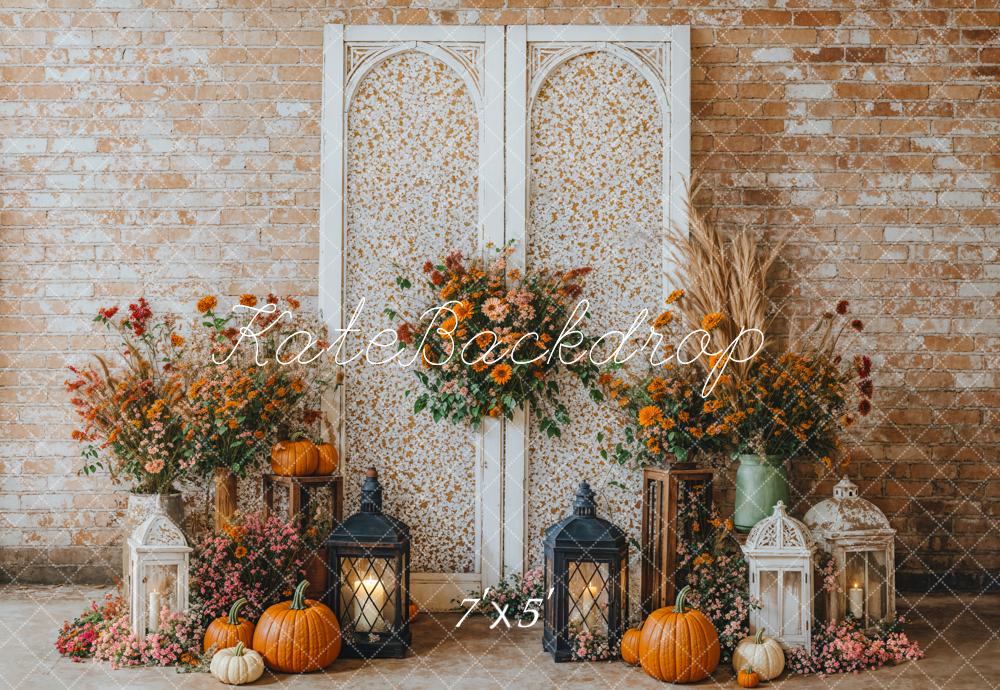 Kate Automne Fleurs Porte Mur de briques Toile de fond conçue par Emetselch - Kate Backdrop FR