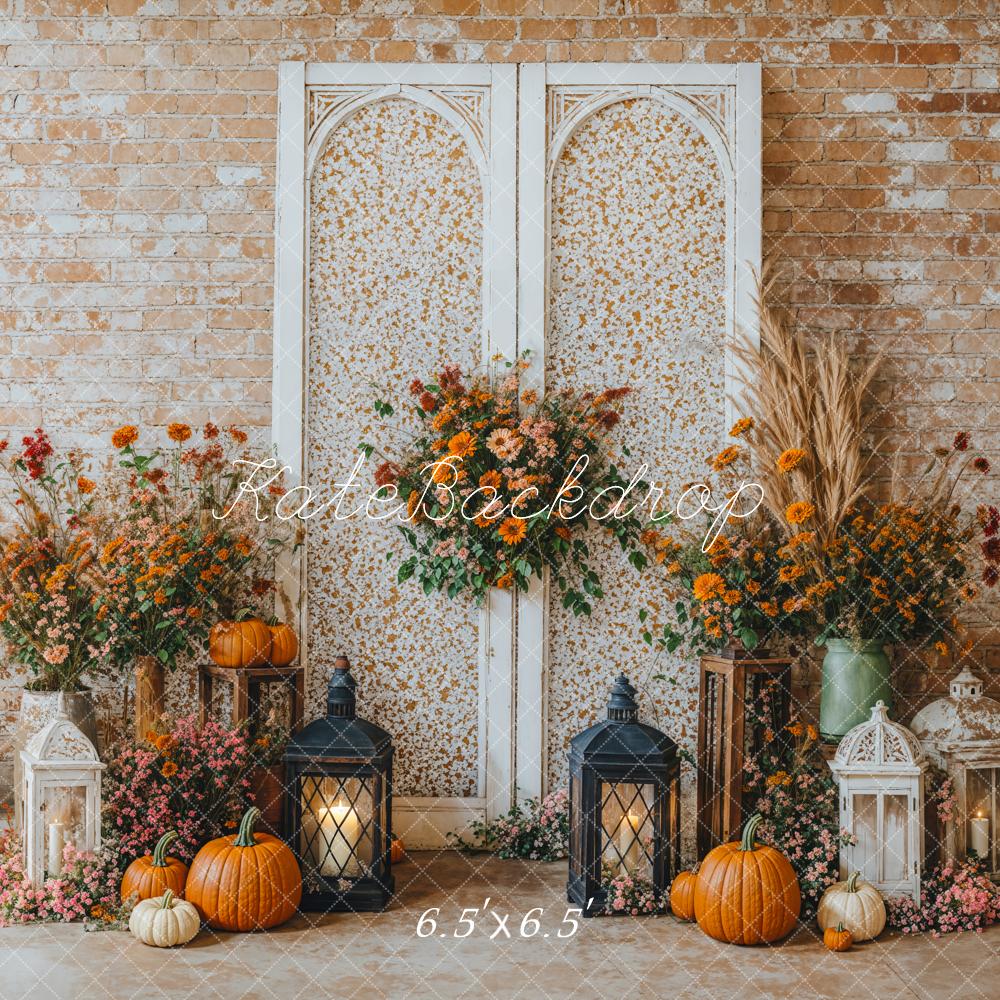 Kate Automne Fleurs Porte Mur de briques Toile de fond conçue par Emetselch - Kate Backdrop FR