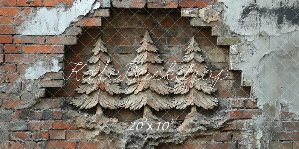 Kate Noël Arbres sculptés Mur de briques Toile de fond conçue par Megan Leigh - Kate Backdrop FR