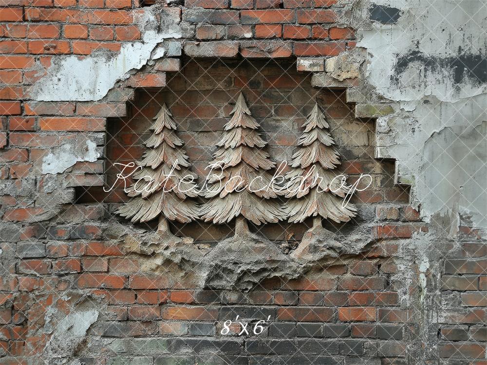 Kate Noël Arbres sculptés Mur de briques Toile de fond conçue par Megan Leigh - Kate Backdrop FR