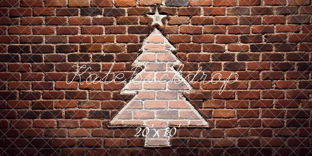 Kate Sapin de Noël Mur de briques Rouge Toile de fond conçue par Megan Leigh - Kate Backdrop FR