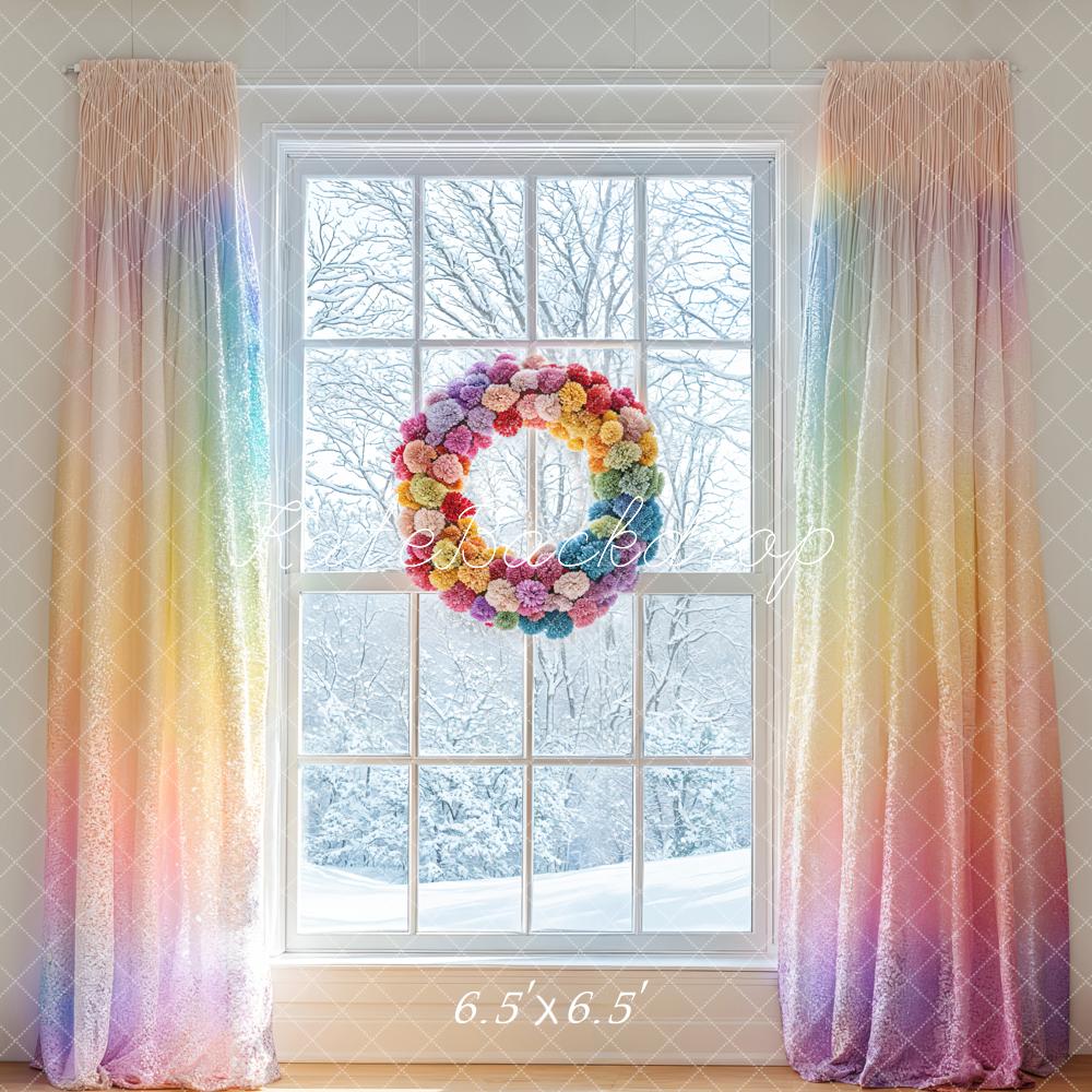 Kate Coloré Rideaux dégradés Fenêtre Hiver Toile de fond conçue par Emetselch - Kate Backdrop FR