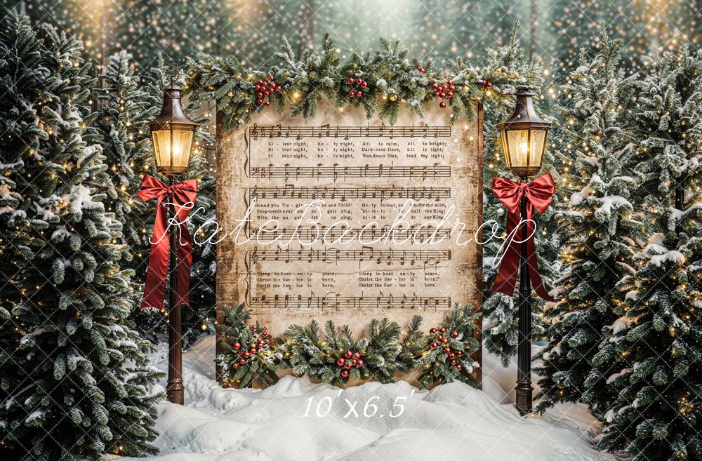 Kate Arbre de Noël Partition de Musique Neige Toile de fond conçue par Emetselch - Kate Backdrop FR
