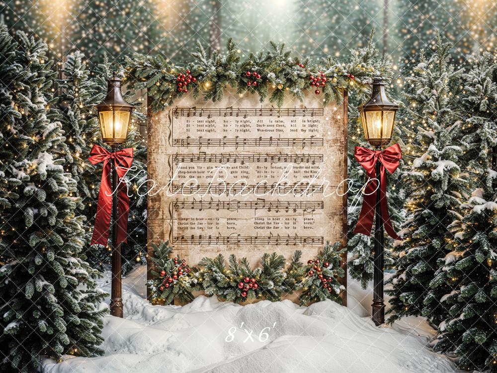 Kate Arbre de Noël Partition de Musique Neige Toile de fond conçue par Emetselch - Kate Backdrop FR