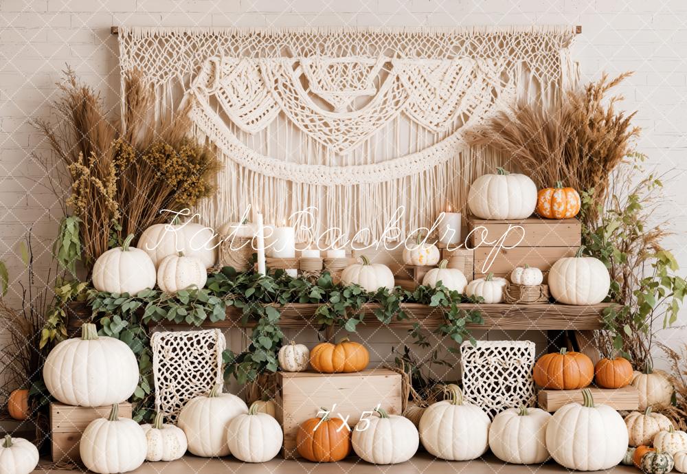 Kate Automne Bohème Citrouille Macramé Toile de fond conçue par Emetselch - Kate Backdrop FR