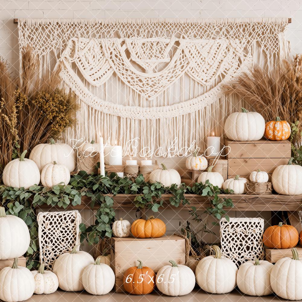 Kate Automne Bohème Citrouille Macramé Toile de fond conçue par Emetselch - Kate Backdrop FR
