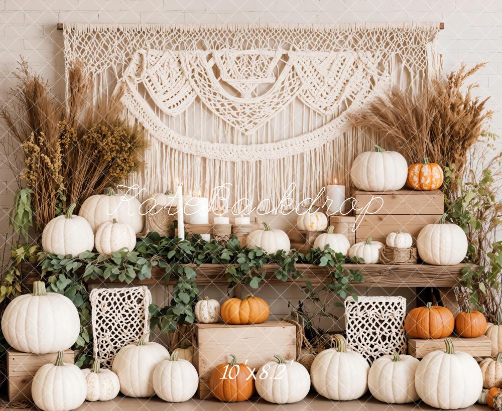 Kate Automne Bohème Citrouille Macramé Toile de fond conçue par Emetselch - Kate Backdrop FR
