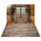 Kate Automne Fleur Vintage Porte en bois Toile de fond+Feuilles Automne Pavé Sol Toile de fond - Kate Backdrop FR