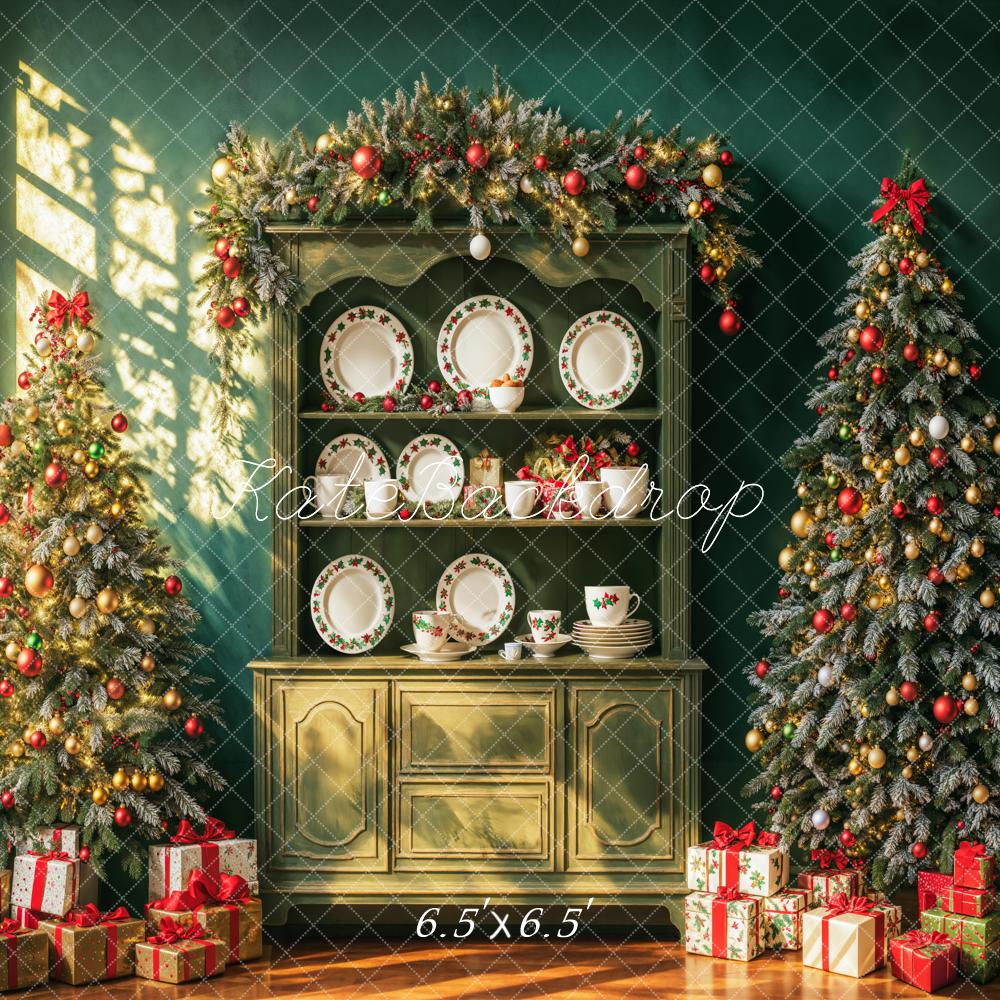 Kate Sapin de Noël Rétro Vert Armoire Soleil Toile de fond conçue par Emetselch - Kate Backdrop FR