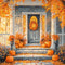 Kate Automne Doré Feuille d'érable Escaliers Porte Toile de fond conçue par Emetselch - Kate Backdrop FR