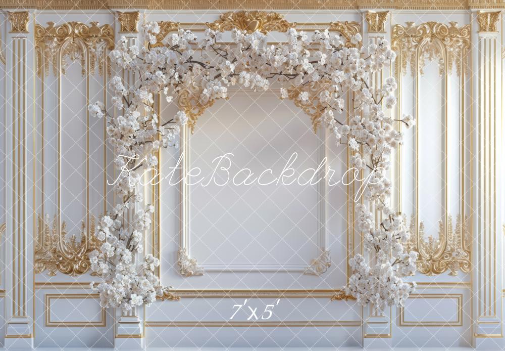 Kate Mariage Mur Vintage Fleurs Arche Toile de fond conçue par Mini MakeBelieve - Kate Backdrop FR