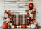 Kate Automne Plaid Citrouille Ballon Mur en bois Toile de fond conçue par Patty Robert - Kate Backdrop FR