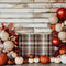 Kate Automne Plaid Citrouille Ballon Mur en bois Toile de fond conçue par Patty Robert - Kate Backdrop FR