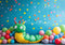 Kate Chenille faim Ballons Coloré Enfant Toile de fond conçue par Patty Robert - Kate Backdrop FR